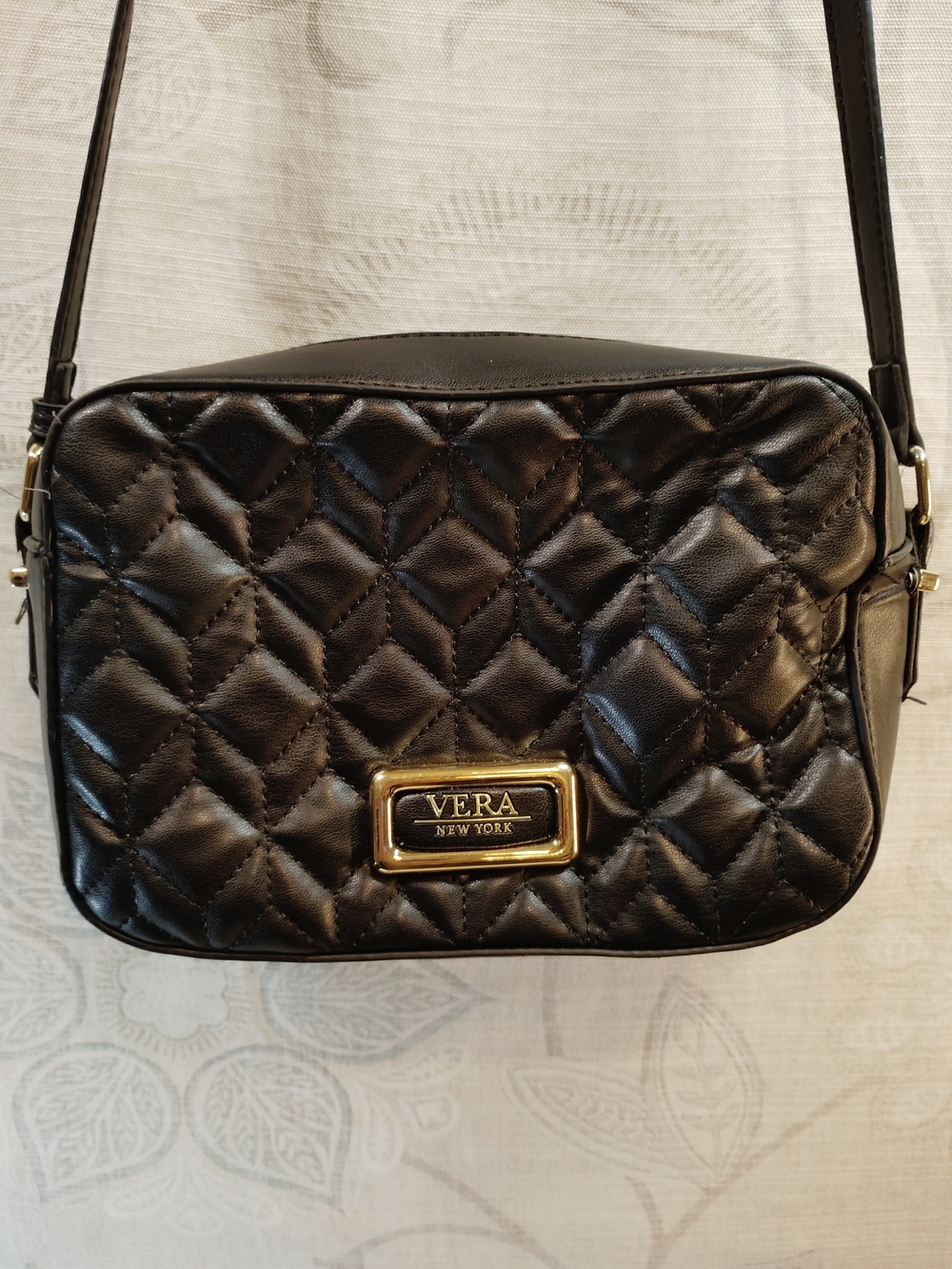 Vera New York Black Quilted Crossbody Camera Bag
